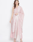 Cotton Silk Zari Woven Lpeach Dress Material with Dupatta