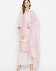 Cotton Silk Zari Woven Pink Dress Material with Dupatta