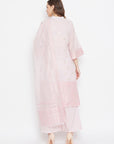 Cotton Silk Zari Woven Pink Dress Material with Dupatta