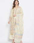 Organic Cotton Woven Lemon Dress Material with Dupatta
