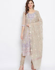 ORGANIC COTTON WOVEN CAMEL DRESS MATERIAL WITH DUPATTA