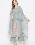 ORGANIC COTTON WOVEN LIGHT OLIVE DRESS MATERIAL WITH DUPATTA