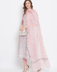 ORGANIC COTTON WOVEN PEACH DRESS MATERIAL WITH DUPATTA