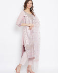 ORGANIC COTTON WOVEN PINK DRESS MATERIAL WITH DUPATTA
