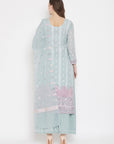 ORGANIC COTTON WOVEN SEA GREEN DRESS MATERIAL WITH DUPATTA