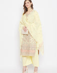 ORGANIC COTTON WOVEN LEMON DRESS MATERIAL WITH DUPATTA