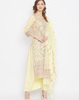 ORGANIC COTTON WOVEN LEMON DRESS MATERIAL WITH DUPATTA
