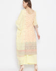 ORGANIC COTTON WOVEN LEMON DRESS MATERIAL WITH DUPATTA