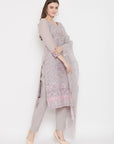 ORGANIC COTTON WOVEN GREY DRESS MATERIAL WITH DUPATTA