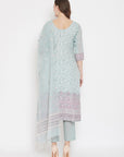 ORGANIC COTTON WOVEN SEA GREEN DRESS MATERIAL WITH DUPATTA