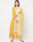 Safaa Women Cotton Woven Chikankari Design Unstitched Dress Material With chanderi silk dupatta