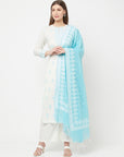 Safaa Women Cotton Woven Chikankari Design Unstitched Dress Material With chanderi silk dupatta