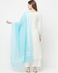 Safaa Women Cotton Woven Chikankari Design Unstitched Dress Material With chanderi silk dupatta