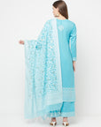 Safaa Women Cotton Woven Chikankari with Zari Design Unstitched Dress Material With Dupatta