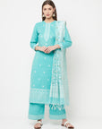 Safaa Women Cotton Woven Chikankari with Zari Design Unstitched Dress Material With Dupatta