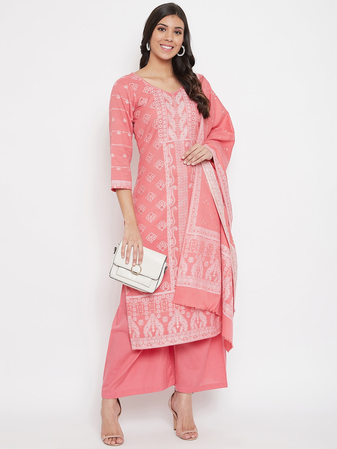 Peach colour churidar material sale