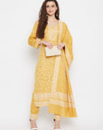 Cotton Jacquard Zari Woven Yellow Dress Material with Cotton Silk Dupatta
