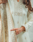 Acro Wool White Dress Material with Stole
