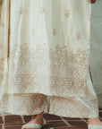 Acro Wool White Dress Material with Stole