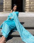 Cotton Woven Chikankari with Zari Design Unstitched Dress Material With Dupatta