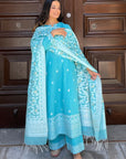 Cotton Woven Chikankari with Zari Design Unstitched Dress Material With Dupatta