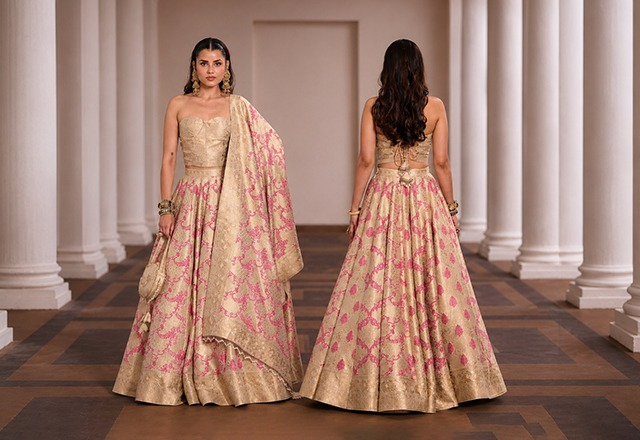 Woman wearing elegant ethnic wear at her best friend's Indian wedding