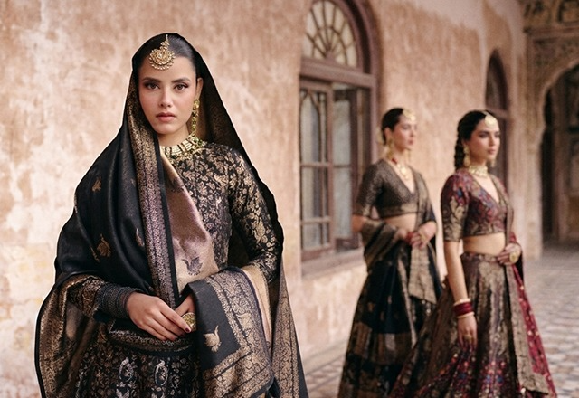 Safaa Shaadi Collection wedding outfits including lehengas, anarkalis, and designer suits