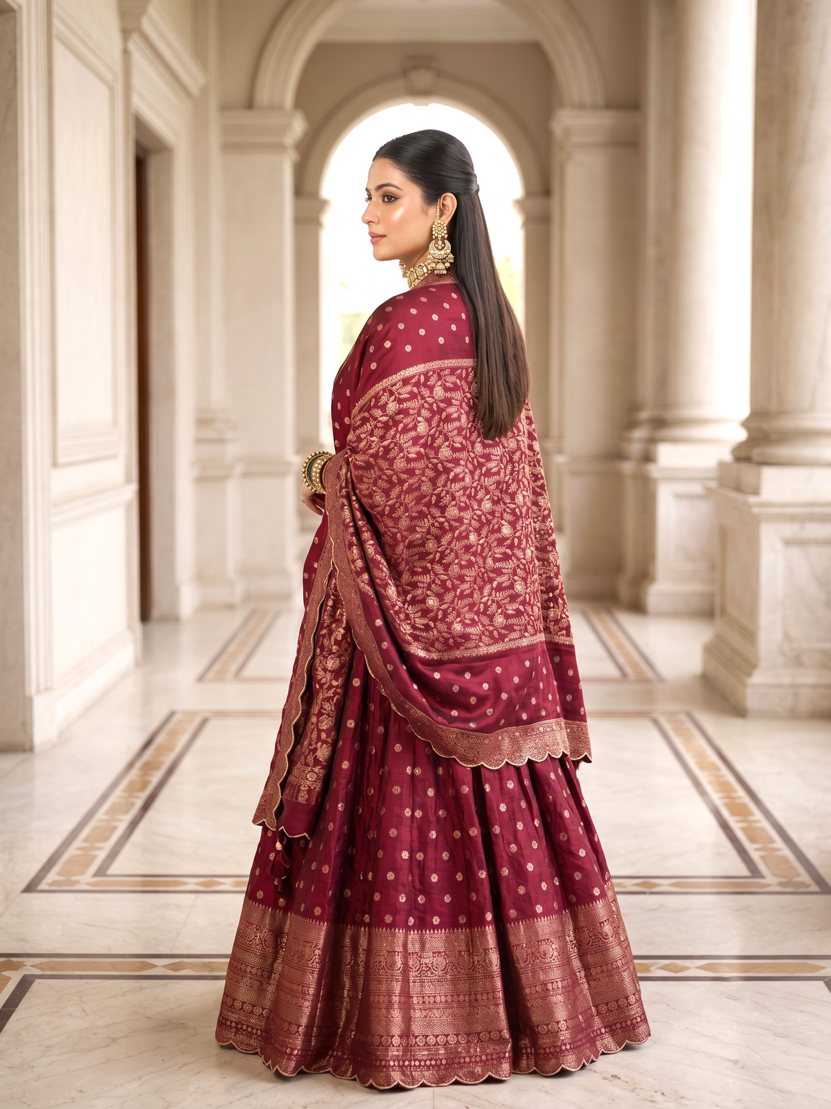 The Minara Lehenga - Magenta