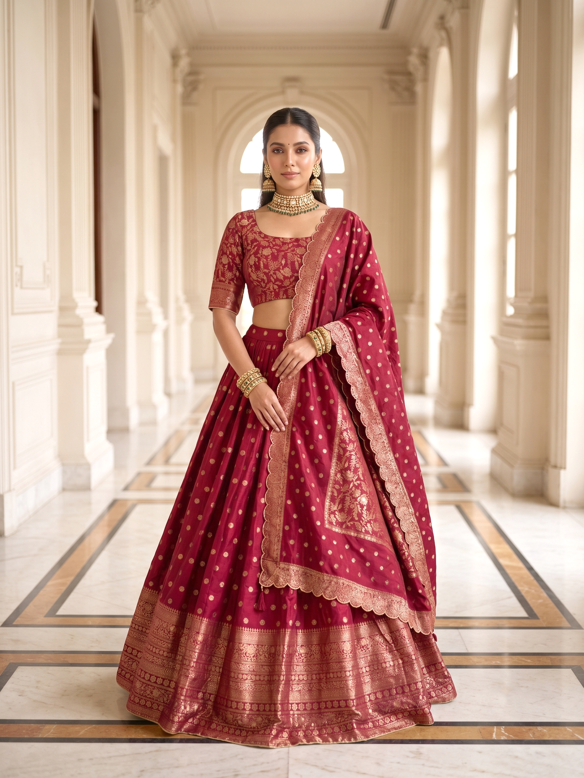 The Minara Lehenga - Magenta