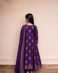 Safaa Purple Vegan Silk Zari Woven Anarkali Set For Girls