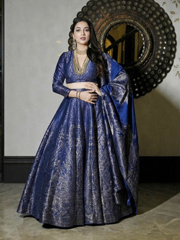 KANIKA DHILLON IN Nur Chashma Persian Blue Lehenga with Dupatta
