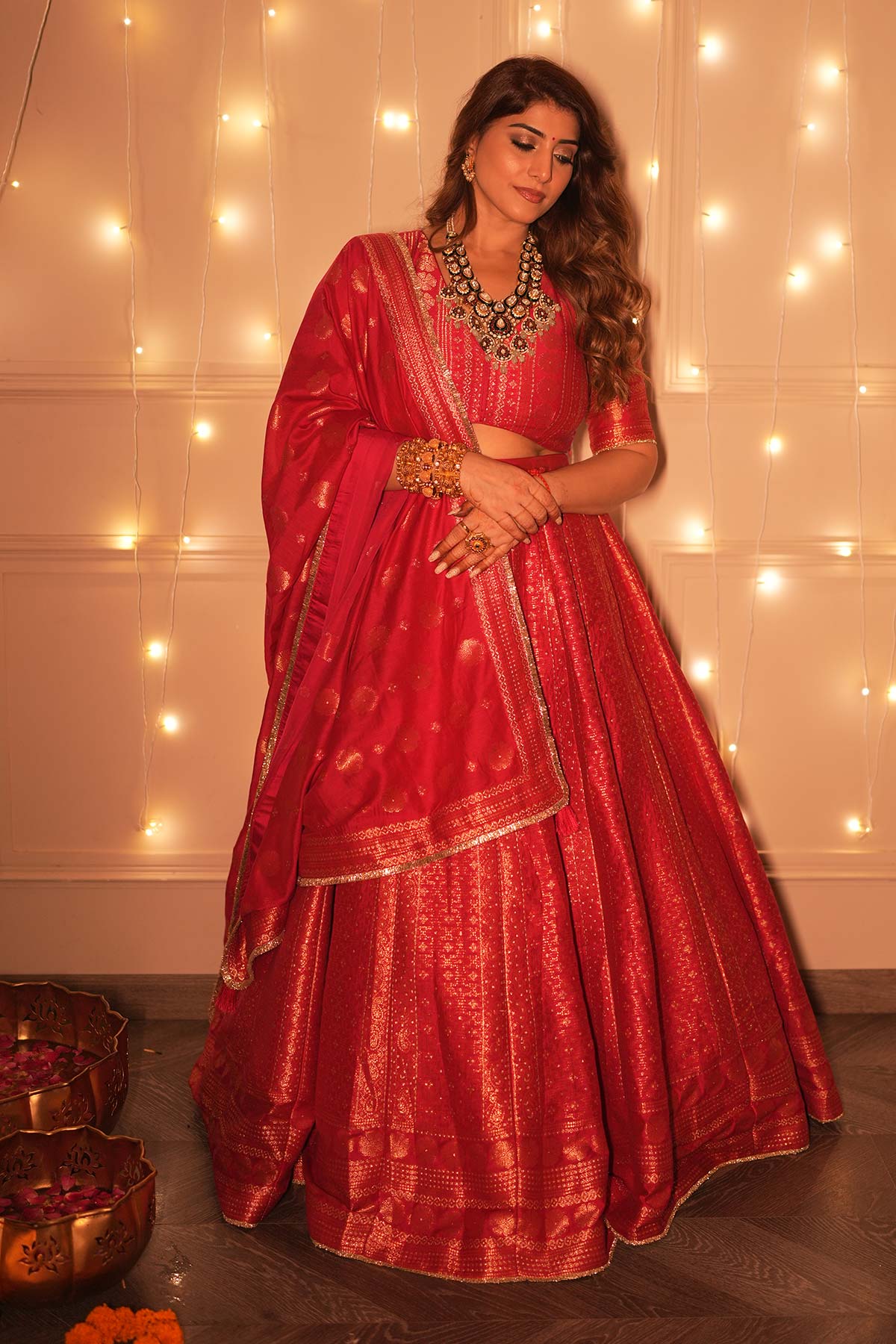 MEGHA BASANT IN GULAABI HEERA LEHENGA