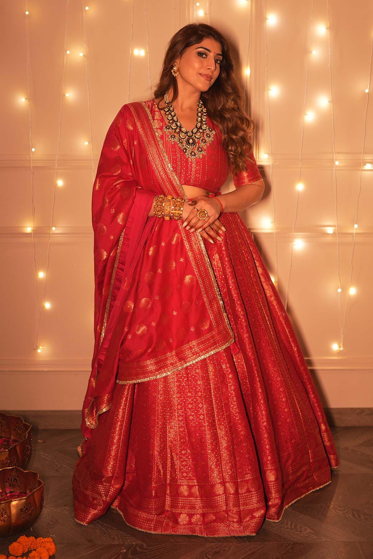 MEGHA BASANT IN GULAABI HEERA LEHENGA