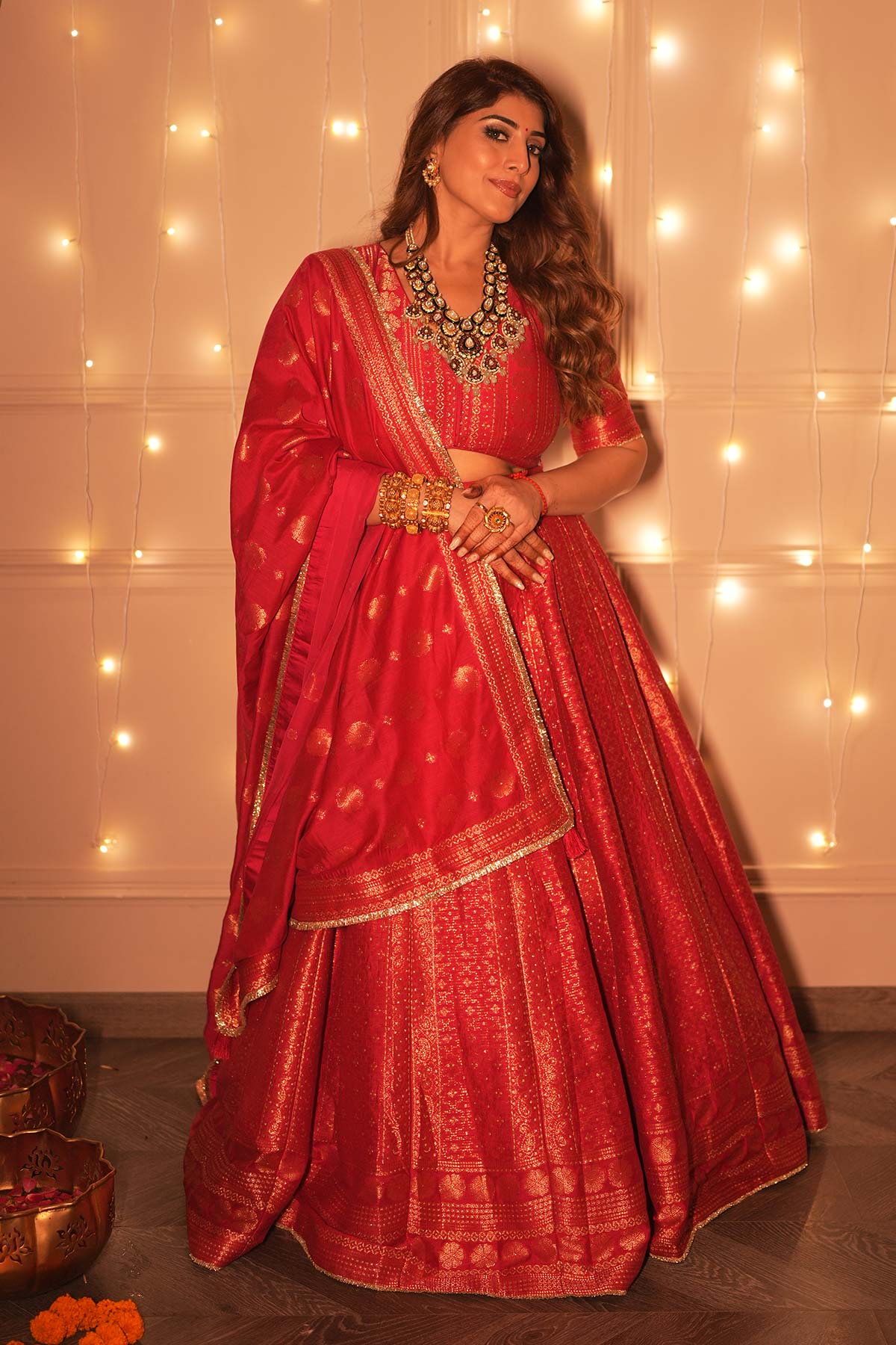 MEGHA BASANT IN GULAABI HEERA LEHENGA