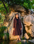 Safaa Black Moonga Silk Woven Motif Skirt Set For Girls
