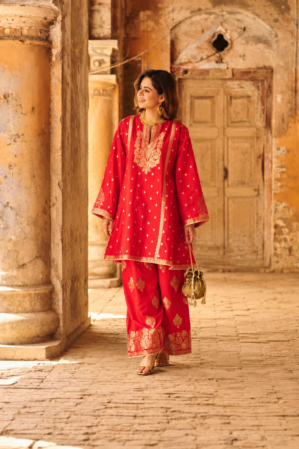Heeriye Short Kurta with Farshi Salwar &amp; Dupatta