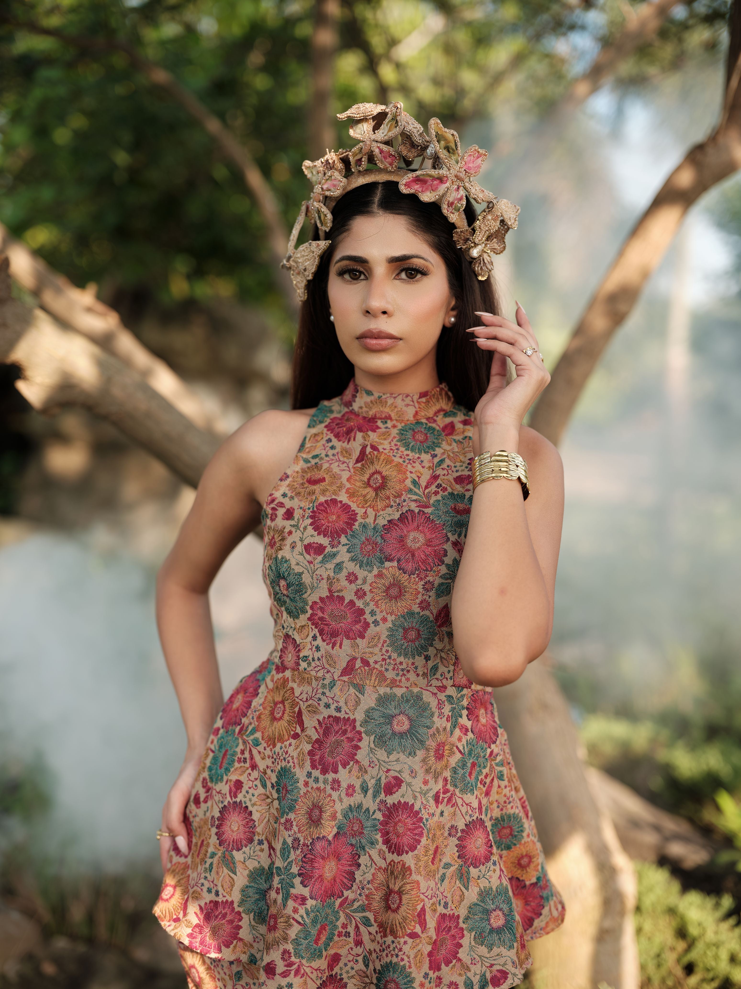 LE TOURNESOL PEPLUM TOP &amp; SKIRT SET