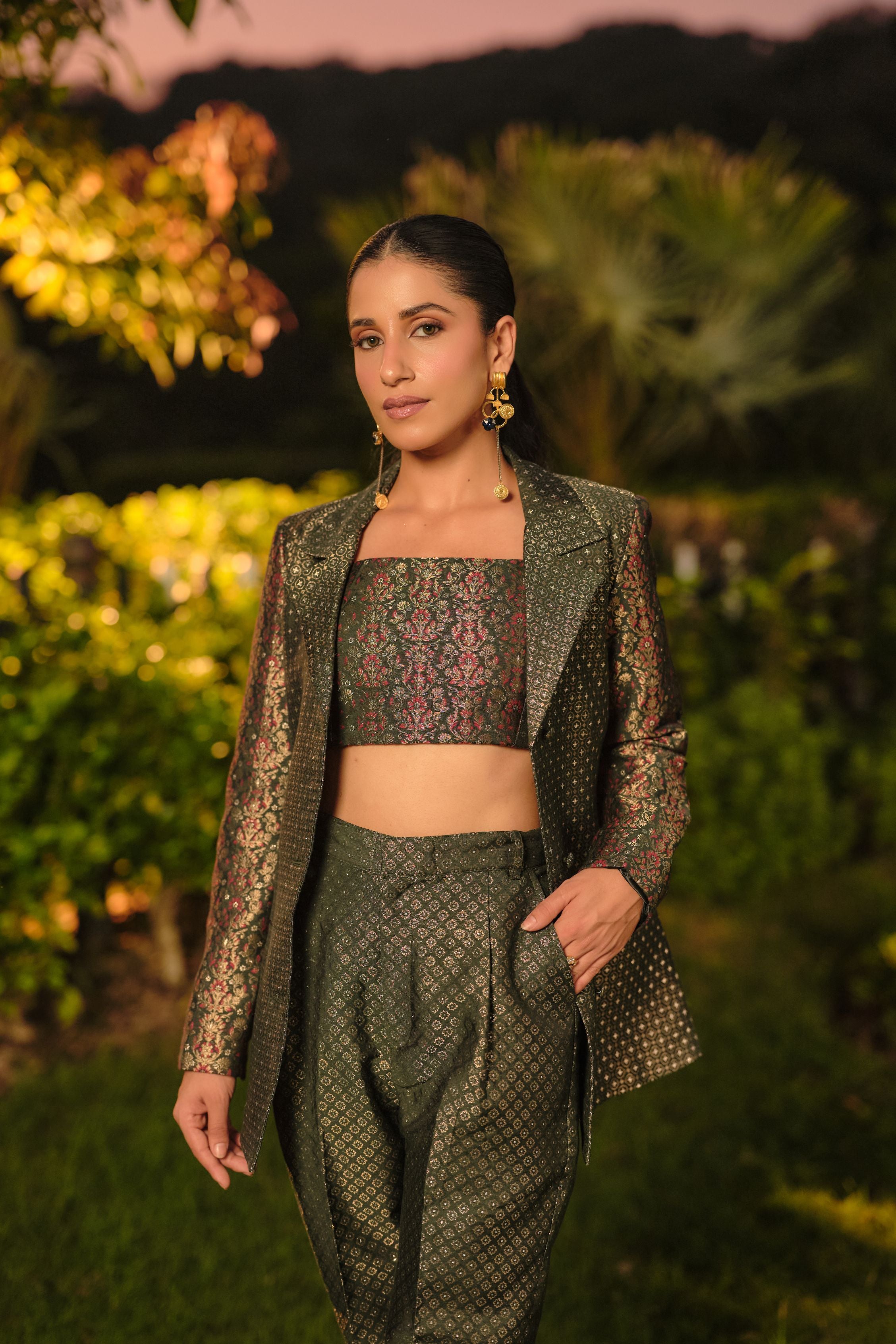 LA CLAIR DE LUNE BUSTIER BLAZER &amp; PANT SET