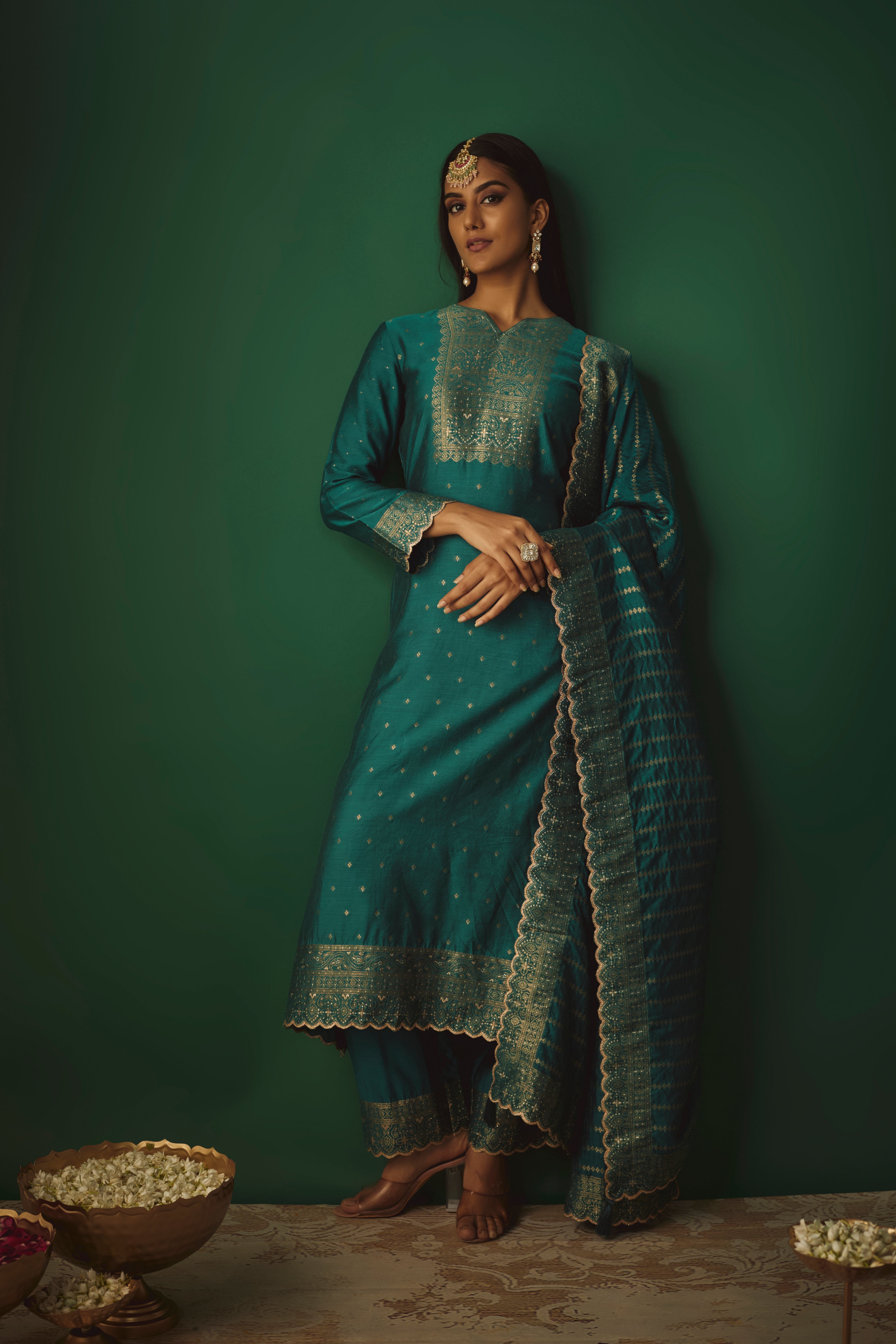 The Saadgi – Premium Adan Libas Chartrenge Pakistani Lawn Suit (Unstitched)  – The Saadgi