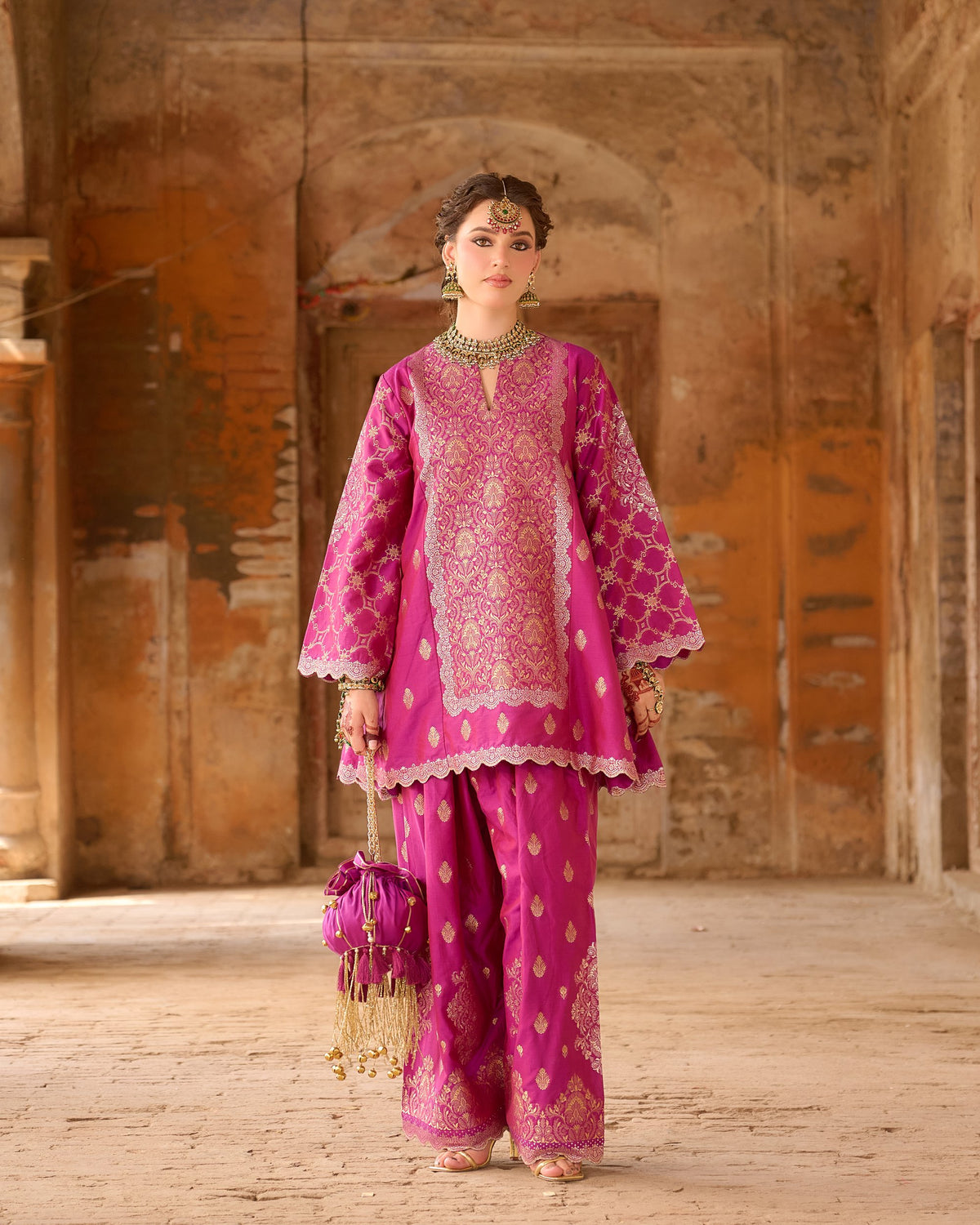 Jhilmil – Short A-Line Kurta with Farshi Salwar &amp; Dupatta