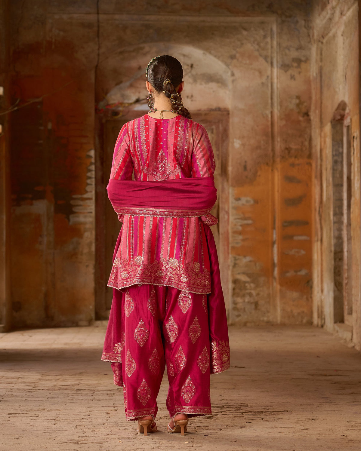 Sunehri – Short A-Line Kurta with Farshi Salwar &amp; Dupatta