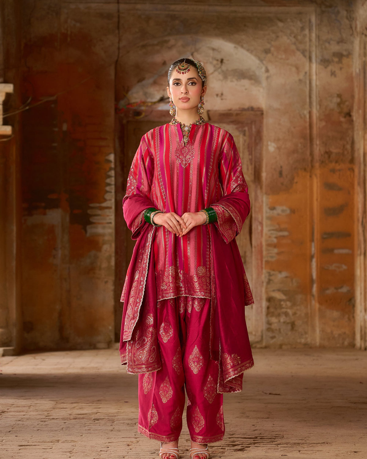 Sunehri – Short A-Line Kurta with Farshi Salwar &amp; Dupatta