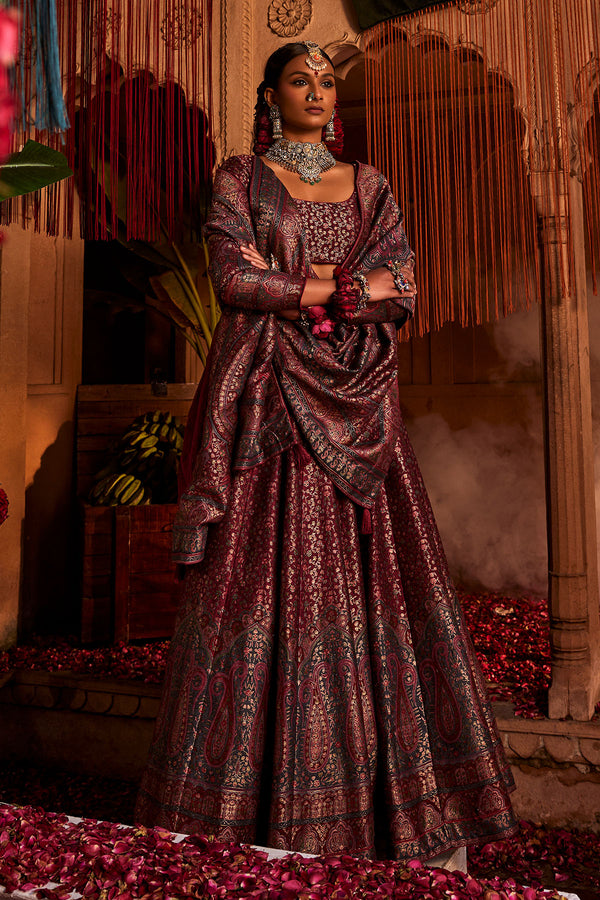 Farah Bagh Magenta Haze Lehenga with Dupatta Set of 3