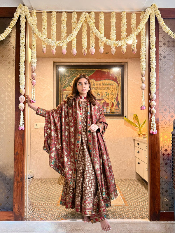 Samiksha Pednekar in Begumpur Brown Anarkali with Dupatta