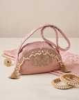 Rose Pink Banarasi Woven Handbag