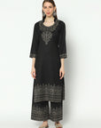 Kanthakari Acro Wool Black Dress Material with Stole