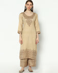 Kanthakari Acro Wool Camel Dress Material with Stole