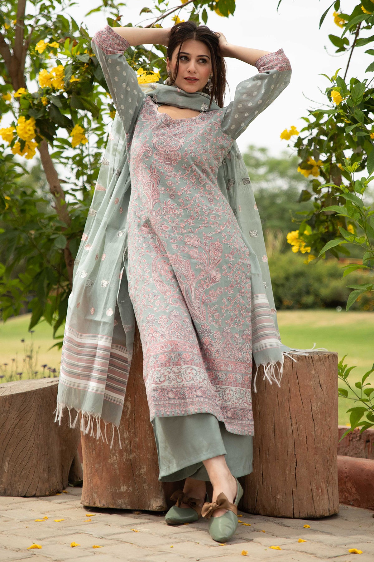 ORGANIC COTTON WOVEN DRESS MATERIAL WITH DUPATTA