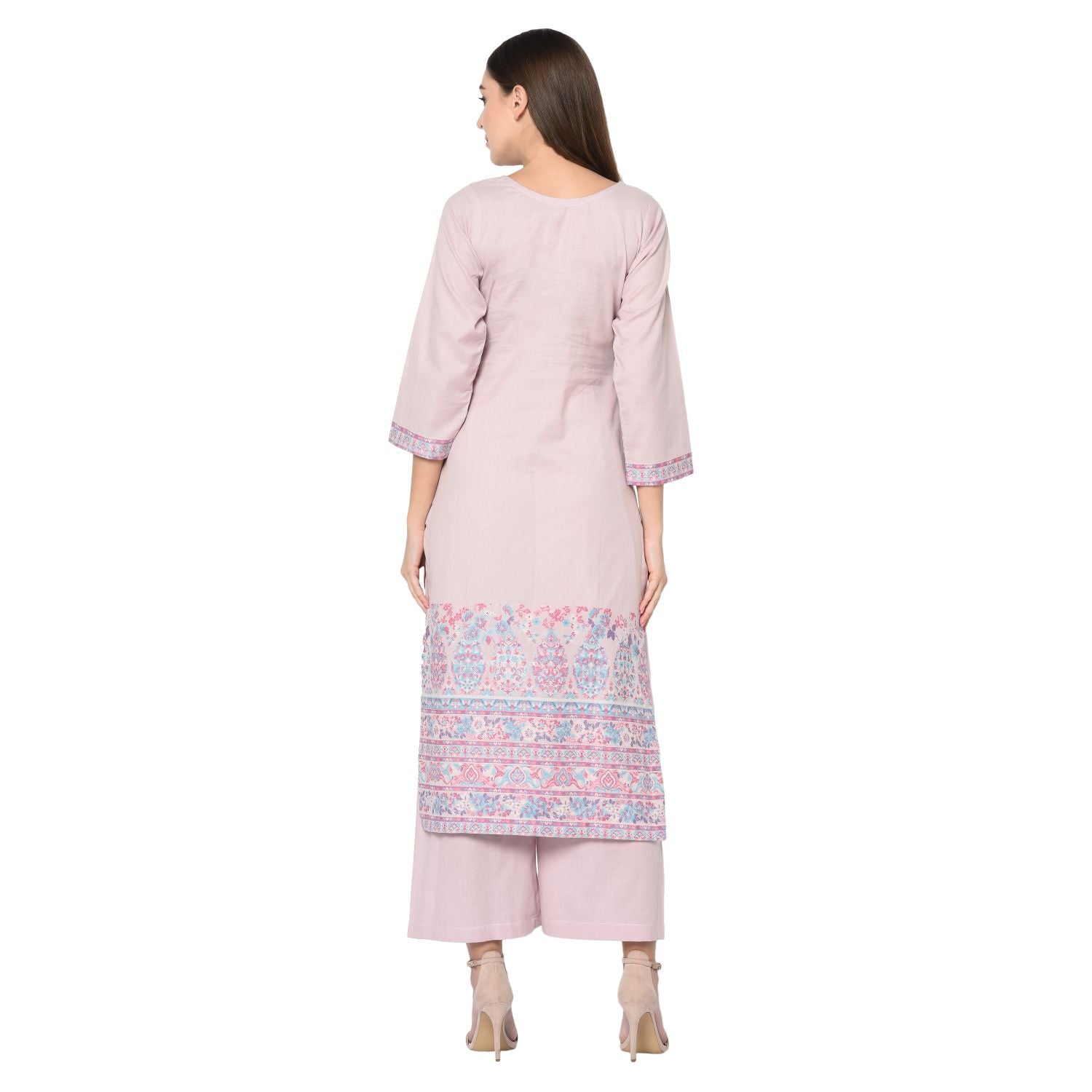 Cotton Kani Woven Mauve Dress Material