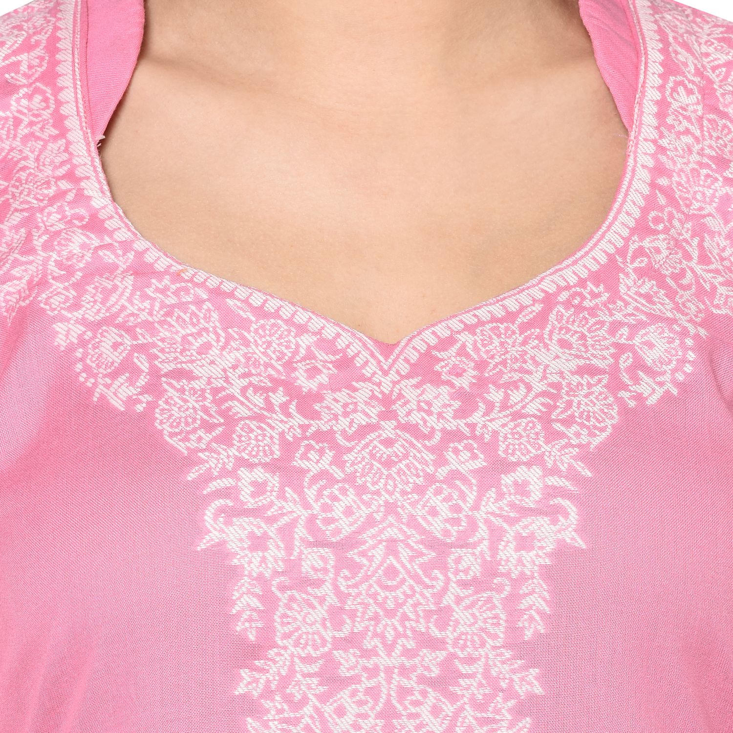 Chikankari Woven Cotton Pink Dress Material
